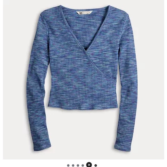 🎆🎇3for$9 Juniors' SO® Long Sleeve Wrap Top- Blue- XL - Picture 2 of 3